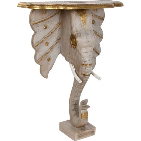 Console Mangue Laiton 80X30X96 Éléphant Gris (1/5)