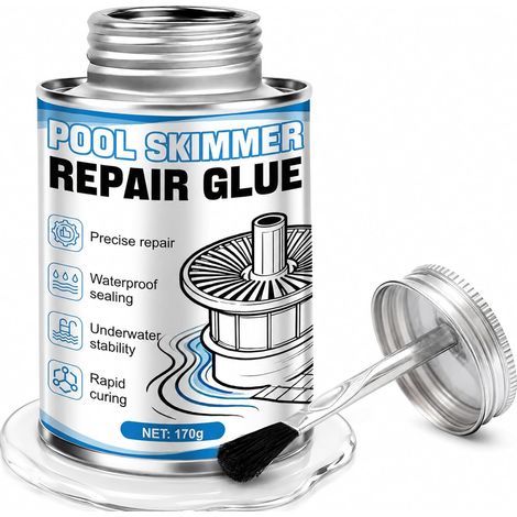 Colmateur de Fuite Piscine, Réparation Skimmer de Piscine, Adhésif puissant 170g Colle pour Plastique Dur, Joint Etanche, Utilisé pour Réparer Skimmers de Piscine, Bondes de Fond et Pièces en Plastiq (1/5)