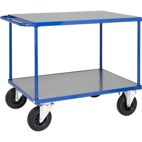 Kongamek Tischwagen in blau 1100x700x870mm Ladefläche Stahlblech verzinkt mit Schiebegriff und Gummibereifung ohne Bremse