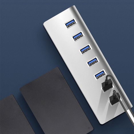 Station d'accueil USB-C 7-en-1 en aluminium pour ordinateur portable - Hub avec ports HDMI et Ethernet (1/5)