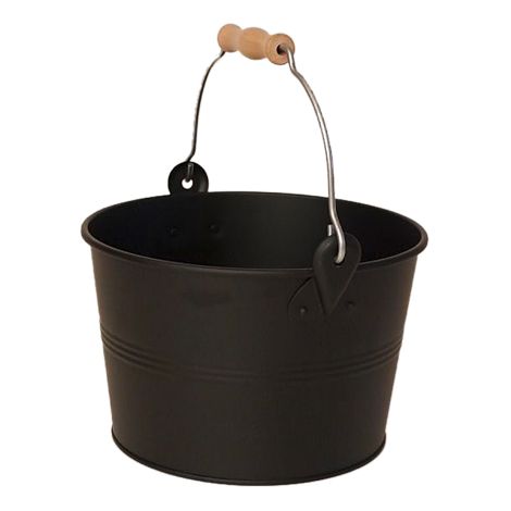 Sauna Aufgusskübel / Saunaeimer schwarz Stahlblech Bügelgriff