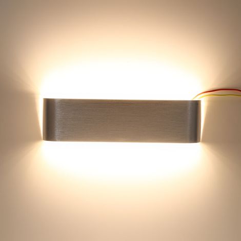 Aplique de pared LED moderno y minimalista de aluminio, 12W, para mesita de noche, pasillo o baño (blanco cálido plateado) -Crezuo