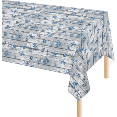 Tovaglia Antimacchia In Pvc Stampa Digitale Idrorepellente Facile Da Tagliare Copritavolo Cucina Vendita A Metro Tavolo Interno Esterno Salvatavolo Cerata 140x300Cm - Dis81-Marine (1/5)