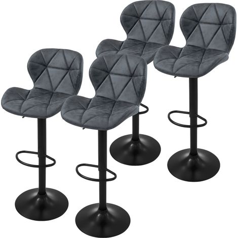 ML-Design Barhocker 4er Set, Bezug aus Kunstleder, Anthrazit, Gepolsterter Barstuhl mit Rückenlehne und Fußstütze, Tresenhocker höhenverstellbar, 360° drehbar, Bistrohocker Hocker Drehstuhl Barstühle