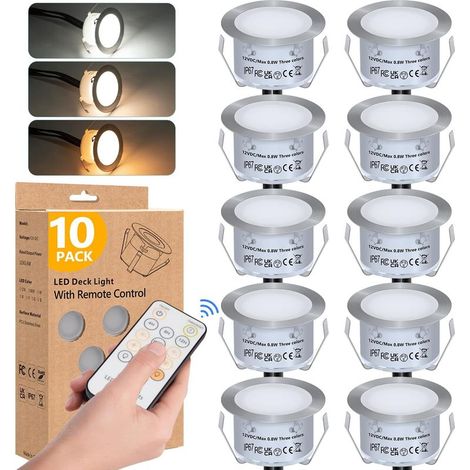 Lampe au Sol Spot Encastrable-10 pièces Lumière étanche IP67 12V-éclairage pour terrasse,patio,chemin,mur,jardin,décoration,intérieur et extérieur (1/5)
