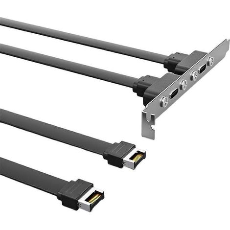 Câble plat court USB 3.1 à déflecteur 19 broches/Type-E vers Type-C, façade C, carte mère, boîtier PCI, 10 Gbit/s, type A (1/5)