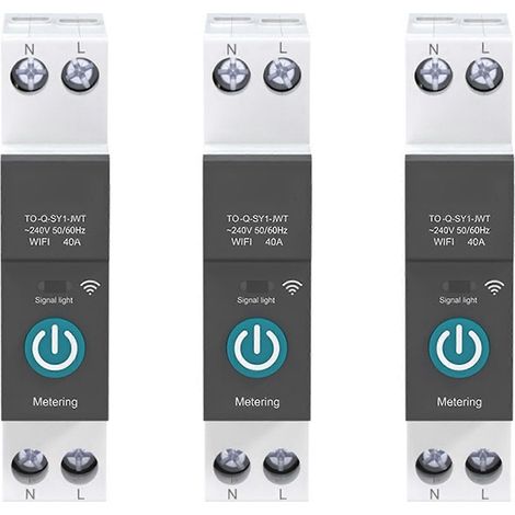 Compteur d'énergie intelligent Tuya monophasé 40 A avec Wi-Fi intégré, rail DIN, minuterie et moniteur de consommation électrique (kWh/wattmètre), noir. (1/5)