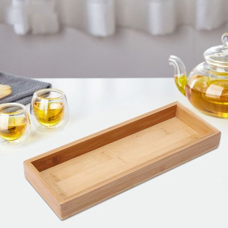 Plateau de service en bambou massif style japonais pour fruits et petit-déjeuner (28x10.2x3cm) (1/4)
