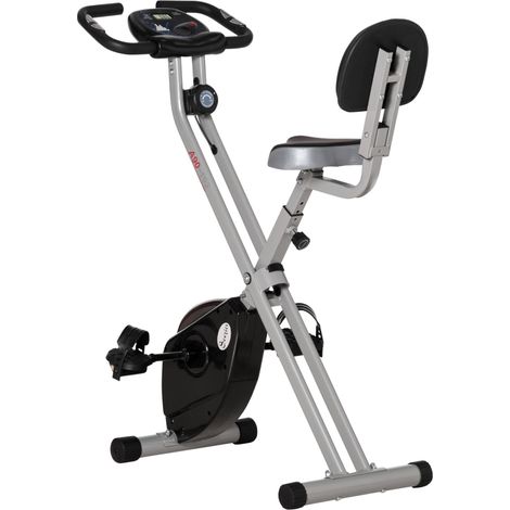 Vélo d'appartement pliable vélo de fitness vélo d'intérieur 8 niveaux de résistance magnétique avec dossier selle réglable écran LCD multifonction capteur fréquence cardiaque noir (1/5)
