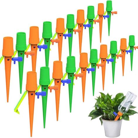 20pcs Irrigation Goutte à Goutte Kit, Piquets d'arrosage Automatiques avec 20pcs Support Anti-basculement, Convient à Toutes Les Bouteilles, pour Les Plantes d'intérieur et d'extérieur (1/5)