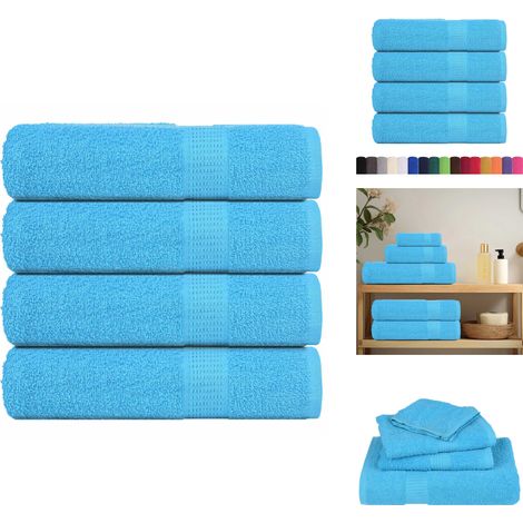 Serviettes de douche 4pcs turquoise 70x140cm 360g/m² 100% coton - Serviette De Douche - Serviettes De Douche - Serviette - Serviette De Bain (1/5)