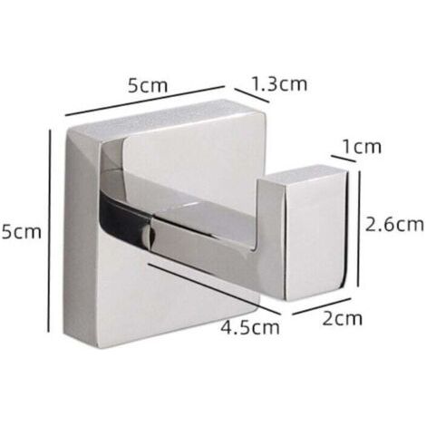 NALOOKAMIC Lot de 2 Patère de salle de bain Serviette De Bain Crochet En Inoxydable Carré Vêtements Serviette Manteau Robe Crochet Armoire Placard Porte
