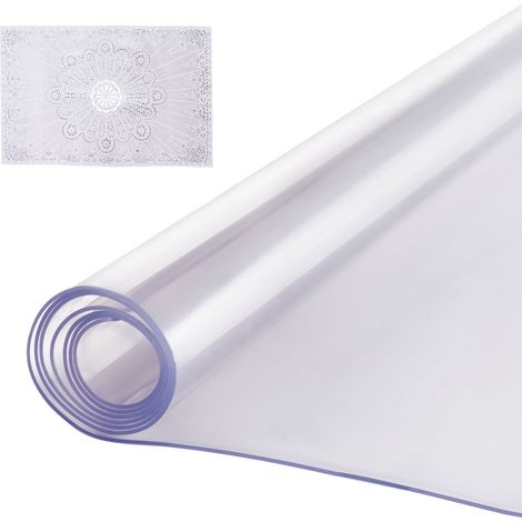 Nappe Rectangle Transparente 61x121,9 cm Épaisseur 2 mm, Film de Table Transparent en PVC, Imperméable et Facile à Nettoyer, Protection de Table pour Bureau, Cuisine Restaurant Salle à Manger (1/5)