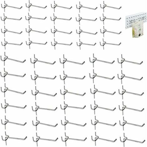 Lot de 50 crochets muraux perforés, crochets simples pour panneaux perforés, accessoires de fixation pour panneaux muraux perforés, porte, magasin, 3,3 mm, 5 cm/10 cm, Starli (1/5)