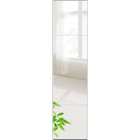 Miroir carré 30x30cm Miroir mural mosaïque carré Ensemble de 4 pièces pour porte, salle de bain, salon (1/5)