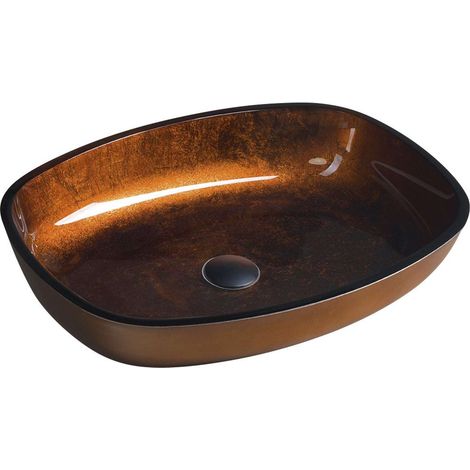 Sapho Beauty - Aufsatzwaschbecken, 54x40 cm, ohne Überlauf, Glas braun TY223 (1/5)
