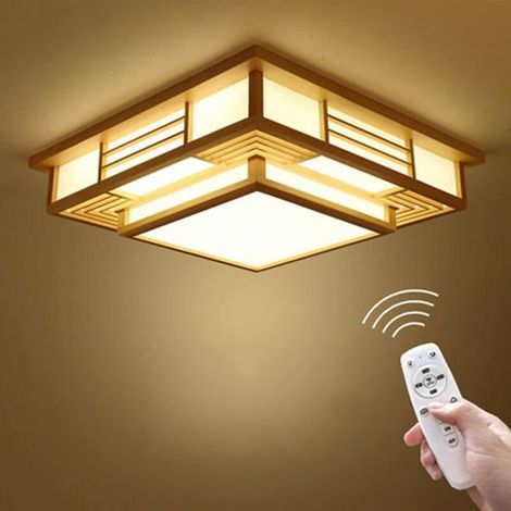 Lámpara de techo LED de madera - Para dormitorio - 220V - Iluminación decorativa - Para sala de estar, dormitorio - 24W x 2 + 3 colores ajustables