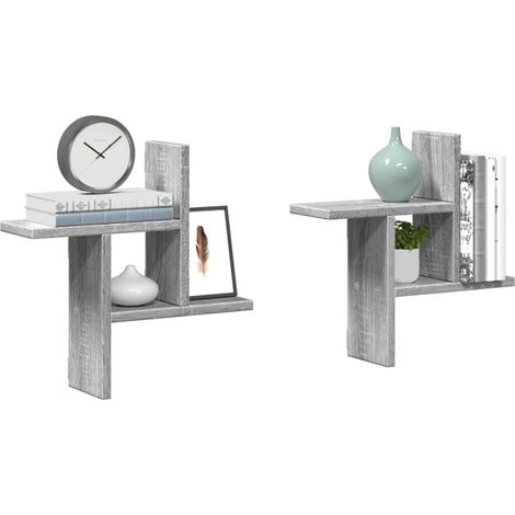 Wall Shelves 2 pcs Grey Sonoma 38x12x38 cm Engineered Wood vidaXL (1/5)