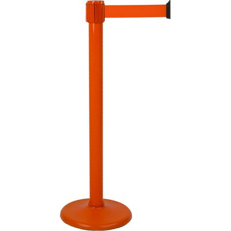 Poteau Alu Orange laqué à sangle Orange 3m x 50mm sur socle portable - 2053310