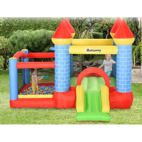 easycomfort castello gonfiabile gigante e rimbalzante per bambini 3-8 anni con scivolo, piscina e canestro, 280cmx260cmx210cm