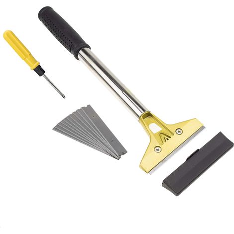 Industry Grattoir pour Plaque avec Lames Métalliques,Universel Grattoirs Vitre, Vitrocéramique, Plaque Voiture Miroir Autocollant, Nettoyage décapant de peinture pour bois 12-1/2'' (32cm) (1/5)
