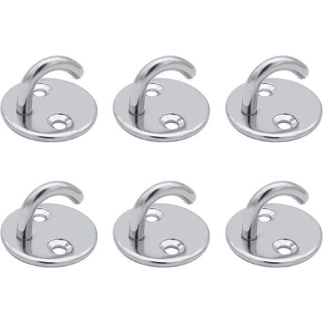 6 crochets plafond M5 en acier inoxydable, crochets à œil ouverts avec plaque de fixation, idéaux pour suspendre plantes, ventilateurs de plafond, moustiquaires et luminaires
