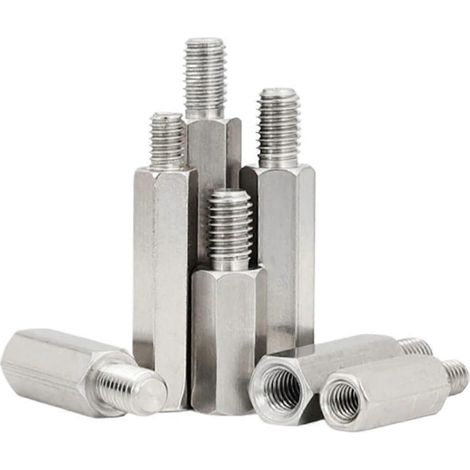 Viti a testa esagonale in acciaio inox M2 M2.5 M3 M4 M5 M6 M8 M10, maschio-femmina (20 mm - 10 pezzi, M5 (filettatura - C 8 mm)) M2 (1/5)