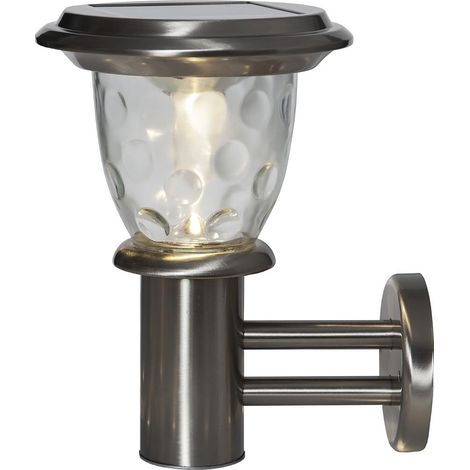 Star Trading Lanterne solaire Pireus, applique murale, acier inoxydable, LED, capteur crépusculaire, blanc chaud, extérieur, 27 cm (1/3)