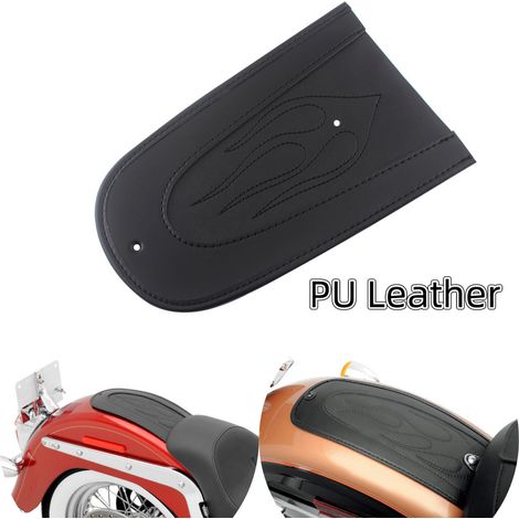 Accessoires moto Coussin de selle arrière en cuir noir à motif flamme pour Harley-Davidson 883 XL1200 X48
