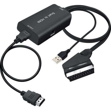 Adaptateur Peritel HDMI, Convertisseur Péritel vers HDMI Adaptateur Compatible 720P/1080@60HZ pour HDTV DVD Blu-Ray Boîtier Décodeur Lecteur HD etc (1/5)