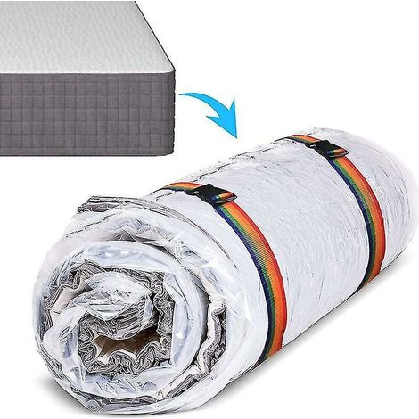 Sac Sous Vide Pour Matelas - 130 x 210 cm - En Matière PA+PE - Avec Cordons Noirs - Pour Déménagement et Rangement
