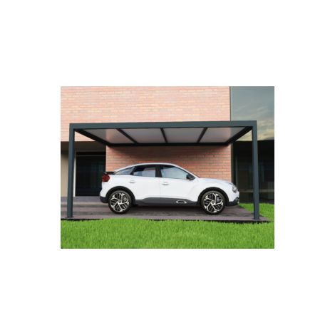 Carport aluminium adossé 3x5 m anthracite Fabriqué en France (1/5)
