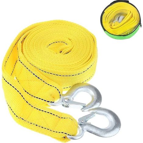 5M Corde de Remorquage Voiture 5 Tonnes, Sangle de Remorquage avec 2 Crochets Sécurité, Sangle Remorquage Auto avec Sac Rangement, Corde de Traction Automobile pour Auto