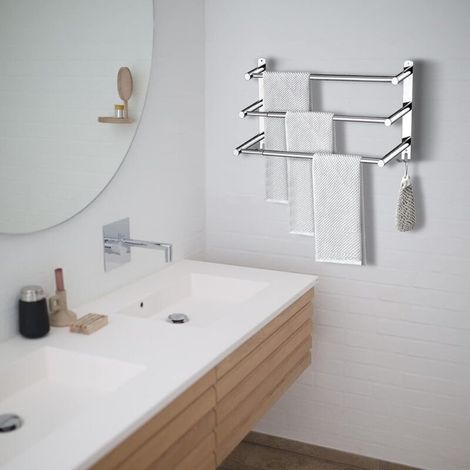 Porte-serviettes inox 304 3 barres 40cm fixation murale (1/5)