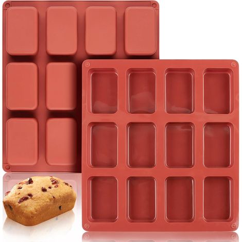 Un ensemble de deux mini moules à gâteaux en silicone sans BPA, polyvalents et adaptés à la cuisson.