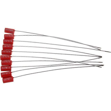 10 scellés à tension réglable et étiquettes métalliques inviolables pour câbles (1/5)