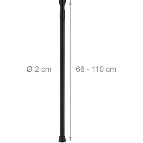 Astina estendibile per tenda o doccia 66-110 cm montaggio facile design neutro in acciaio inossidabile nero 130013969