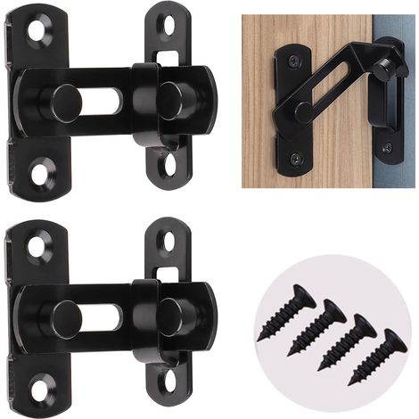 2 Serrures Porte Coulissante Inox, Loquet angle droit sécurité (1/5)