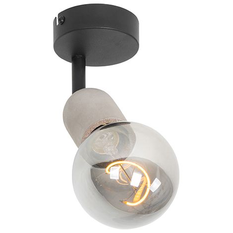 QAZQA pedra - Applique et plafonnier - 1 lumière - L 9 cm - Noir - Rustique - éclairage intérieur - Salon I Chambre I Cuisine I Salle à manger