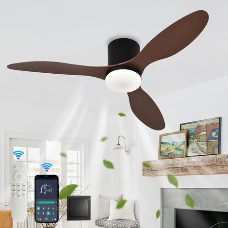 Ventilateur de plafond de 100 cm avec lumière et télécommande, ventilateur de plafond silencieux à LED réversible CC, convient au salon et à la chambre - D 42 pouces [Classe énergétique A++] (1/5)