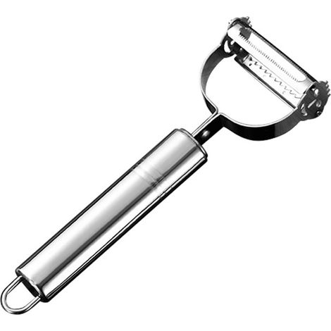 Pelapatate in acciaio inox, strumento multifunzione portatile per affettare alla julienne, accessorio da cucina. (1/5)
