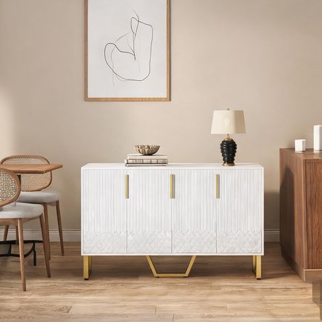 Buffet coloris blanc en MDF 140 x 40 x 80 cm (1/5)