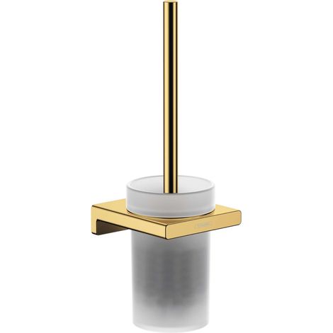 Hansgrohe AddStoris - Escobilla de WC de pared, cristal mate/aspecto de oro pulido 41752990