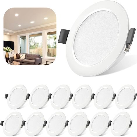 Spot LED Encastrable 5W, IP44 4000K Spot Led Extra Plat Blanc Neutre 450lm Lot de 6, Trou 68-80mm 230V 25mm Plafonnier Encastré Pour Salle de Bain Cuisine Salon Couloir (1/5)