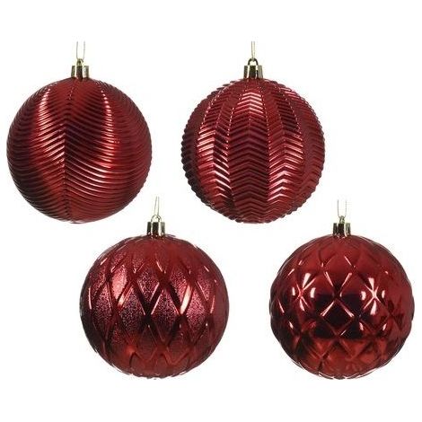 Palline per albero di Natale in vetro color rosso decorate da Ø10 cm