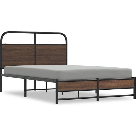 Lit double Lit adulte Cadre de lit sans matelas 140x190 cm chêne marron (1/5)
