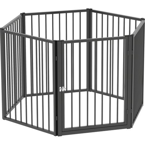 Welpenauslauf 76 cm Hoch, 8-TLG Welpenlaufstall mit Tür, Freilaufgehege Hundelaufstall für kleine bis mittelgroße Hunde, Kaninchen, Meerschweinchen, Stahl, Schwarz 
On-Site