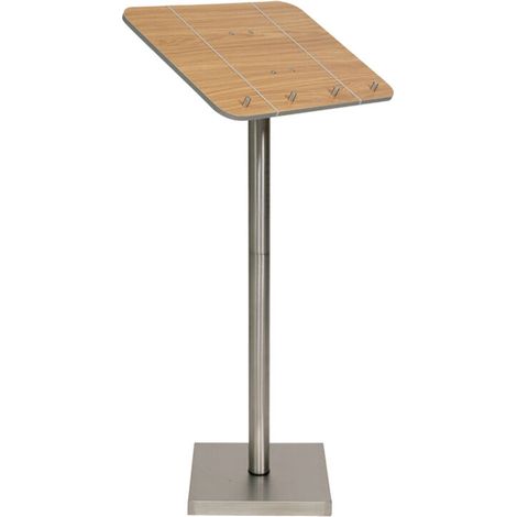SECURIT - Leggio Porta Menu con Palo e Base - Per Caffè, Ristoranti, Bar, Negozi - Legno Laminato con Base in Acciaio Inox - Quattro Perni in Metallo e Elastici Inclusi - Teak