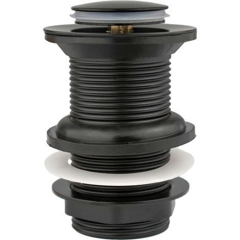 Drain de lavabo de remplacement noir sans fente Bouchon de lavabo de salle de bain escamotable en laiton de qualité supérieure Raccord standard G 1 1/4" BSP 1 pièce (1/3)