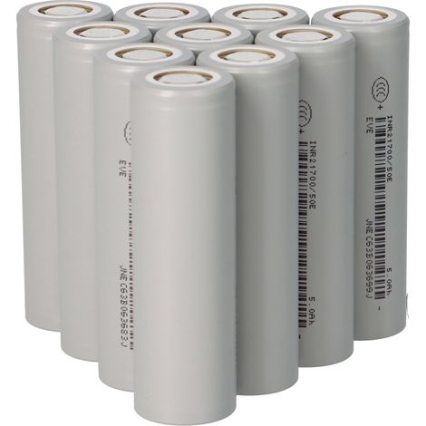 10er-Set EVE Li-ion Akku INR21700-50E 3,6V 5000mAh - 15A Flat top (1/5)